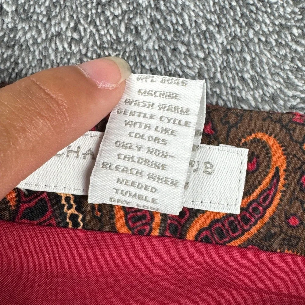 Charter Club Petite Paisley A-Line Skirt Red‎ 6P Morocco II Cotton Smocked